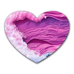 Abstract Pink Ocean Waves Heart Mousepad by GardenOfOphir