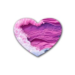 Abstract Pink Ocean Waves Rubber Heart Coaster (4 Pack) by GardenOfOphir