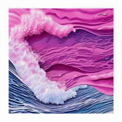 Abstract Pink Ocean Waves Medium Glasses Cloth