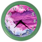 Abstract Pink Ocean Waves Color Wall Clock Front