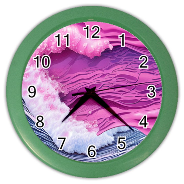 Abstract Pink Ocean Waves Color Wall Clock