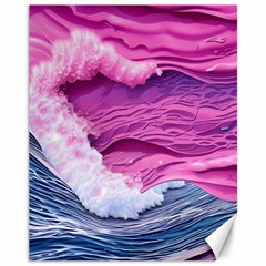 Abstract Pink Ocean Waves Canvas 11  x 14 