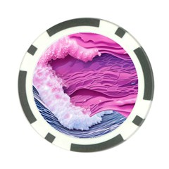 Abstract Pink Ocean Waves Poker Chip Card Guard