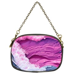 Abstract Pink Ocean Waves Chain Purse (One Side)