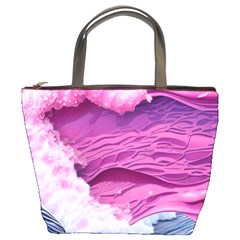 Abstract Pink Ocean Waves Bucket Bag by GardenOfOphir