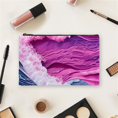 Abstract Pink Ocean Waves Cosmetic Bag (Medium)