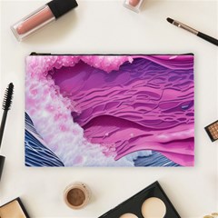 Abstract Pink Ocean Waves Cosmetic Bag (Large)