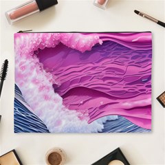 Abstract Pink Ocean Waves Cosmetic Bag (XL)