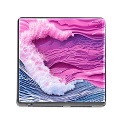 Abstract Pink Ocean Waves Memory Card Reader (Square 5 Slot)