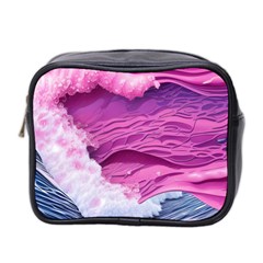 Abstract Pink Ocean Waves Mini Toiletries Bag (two Sides) by GardenOfOphir