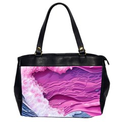 Abstract Pink Ocean Waves Oversize Office Handbag (2 Sides)