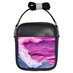 Abstract Pink Ocean Waves Girls Sling Bag