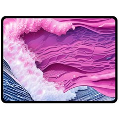 Abstract Pink Ocean Waves One Side Fleece Blanket (large) by GardenOfOphir