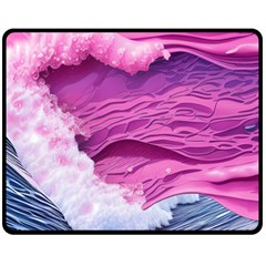 Abstract Pink Ocean Waves One Side Fleece Blanket (Medium)