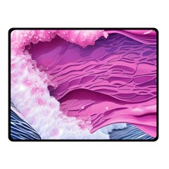 Abstract Pink Ocean Waves One Side Fleece Blanket (Small)