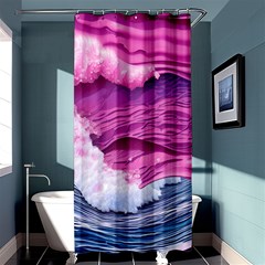 Abstract Pink Ocean Waves Shower Curtain 36  x 72  (Stall) 