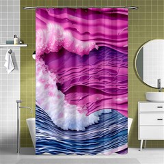 Abstract Pink Ocean Waves Shower Curtain 48  x 72  (Small) 