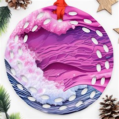 Abstract Pink Ocean Waves Ornament (Round Filigree)