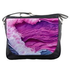 Abstract Pink Ocean Waves Messenger Bag by GardenOfOphir