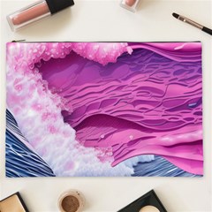 Abstract Pink Ocean Waves Cosmetic Bag (XXL)