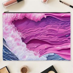 Abstract Pink Ocean Waves Cosmetic Bag (XXXL)