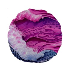 Abstract Pink Ocean Waves Standard 15  Premium Round Cushions