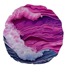 Abstract Pink Ocean Waves Large 18  Premium Round Cushions