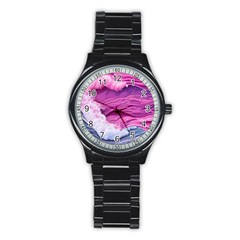 Abstract Pink Ocean Waves Stainless Steel Round Watch by GardenOfOphir