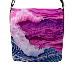 Abstract Pink Ocean Waves Flap Closure Messenger Bag (L)