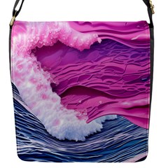 Abstract Pink Ocean Waves Flap Closure Messenger Bag (S)