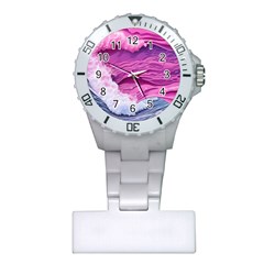 Abstract Pink Ocean Waves Plastic Nurses Watch