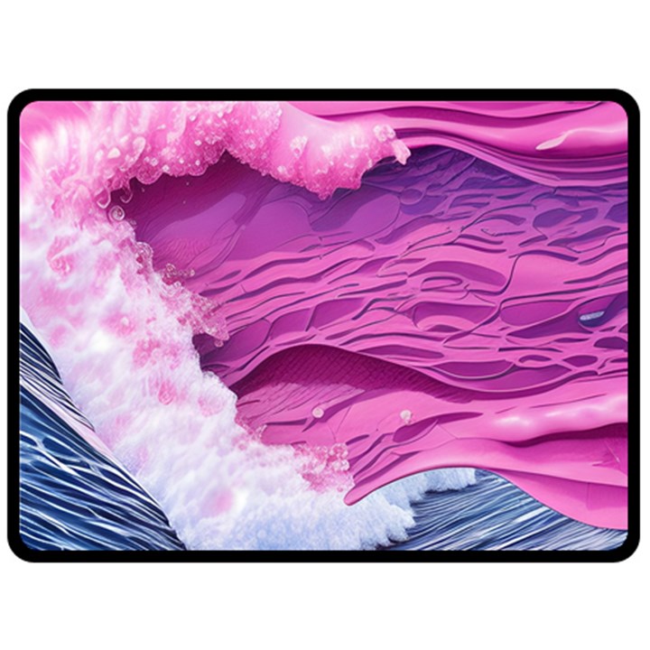 Abstract Pink Ocean Waves Fleece Blanket (Large)