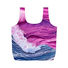 Abstract Pink Ocean Waves Full Print Recycle Bag (M)