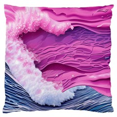 Abstract Pink Ocean Waves Standard Premium Plush Fleece Cushion Case (one Side) by GardenOfOphir