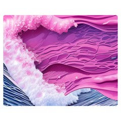 Abstract Pink Ocean Waves Premium Plush Fleece Blanket (Medium)