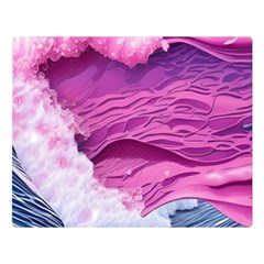 Abstract Pink Ocean Waves Premium Plush Fleece Blanket (Large)