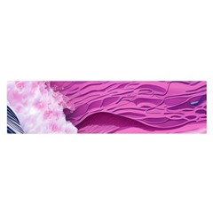 Abstract Pink Ocean Waves Oblong Satin Scarf (16  x 60 )