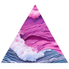 Abstract Pink Ocean Waves Wooden Puzzle Triangle by GardenOfOphir