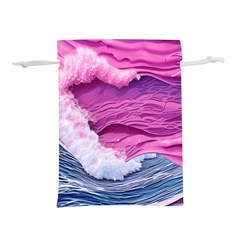 Abstract Pink Ocean Waves Lightweight Drawstring Pouch (L)