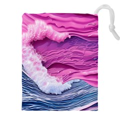 Abstract Pink Ocean Waves Drawstring Pouch (4XL)