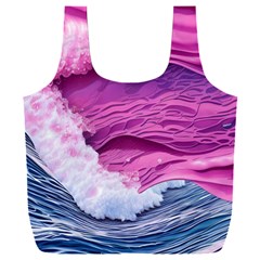 Abstract Pink Ocean Waves Full Print Recycle Bag (xxl) by GardenOfOphir