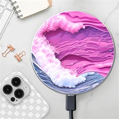 Abstract Pink Ocean Waves Wireless Fast Charger(White)