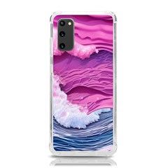 Abstract Pink Ocean Waves Samsung Galaxy S20 6.2 Inch TPU UV Case