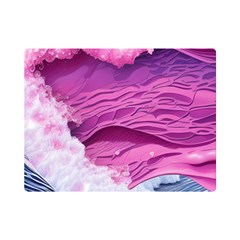 Abstract Pink Ocean Waves One Side Premium Plush Fleece Blanket (Mini)