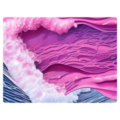 Abstract Pink Ocean Waves One Side Premium Plush Fleece Blanket (extra Small) by GardenOfOphir