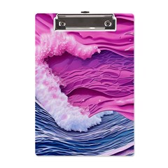 Abstract Pink Ocean Waves A5 Acrylic Clipboard