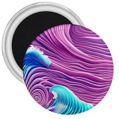 Pink Water Waves 3  Magnets by GardenOfOphir