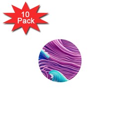 Pink Water Waves 1  Mini Magnet (10 Pack)  by GardenOfOphir