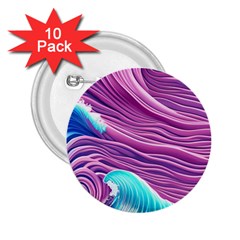 Pink Water Waves 2 25  Buttons (10 Pack)  by GardenOfOphir