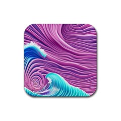 Pink Water Waves Rubber Coaster (square) by GardenOfOphir